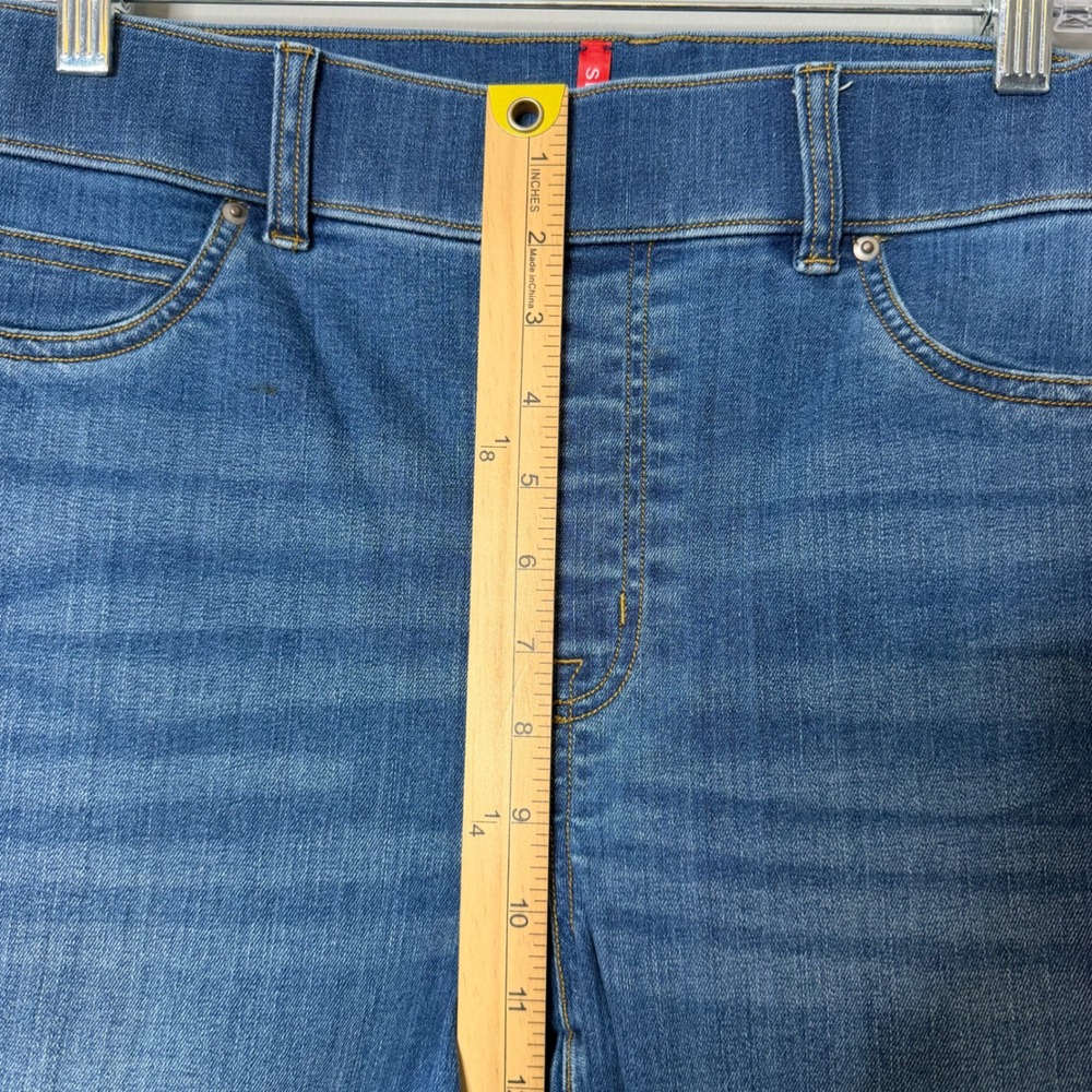 Spanx Everywear Flare Jeans Women Large Blue High Rise Pull On Stretch Slimming - Picture 10 of 12